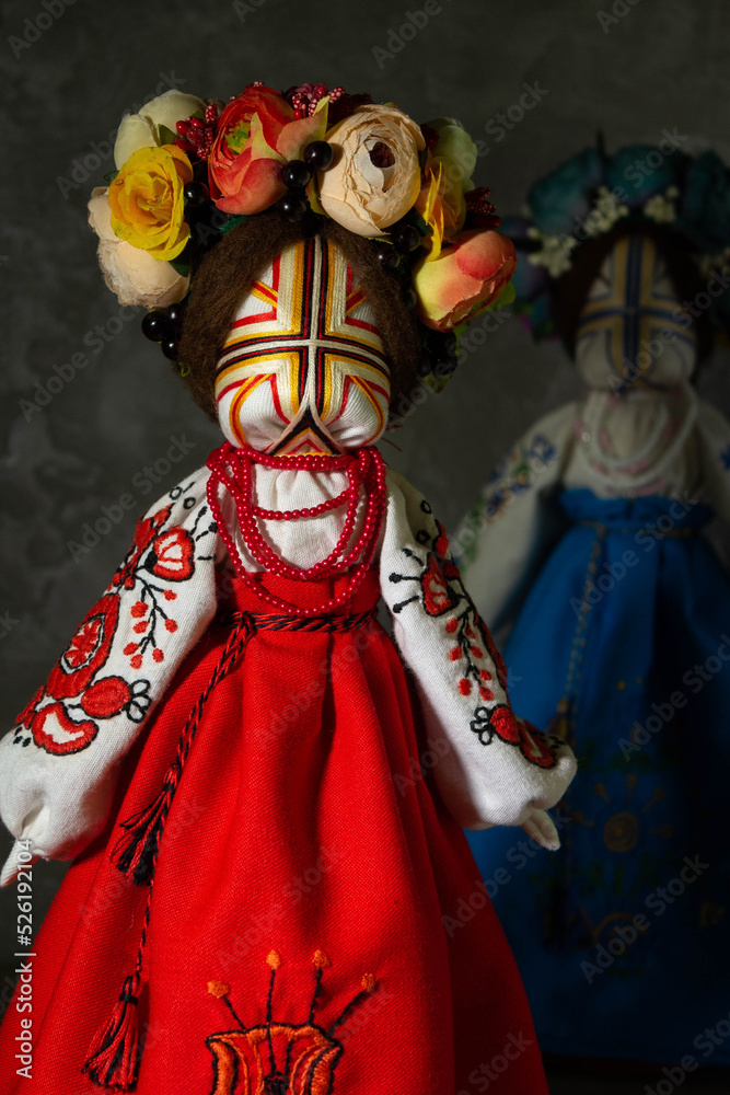 Lyalka motanka. Motanka doll. Handmade Ukrainian national ancient amulet. Symbol of Ukraine.