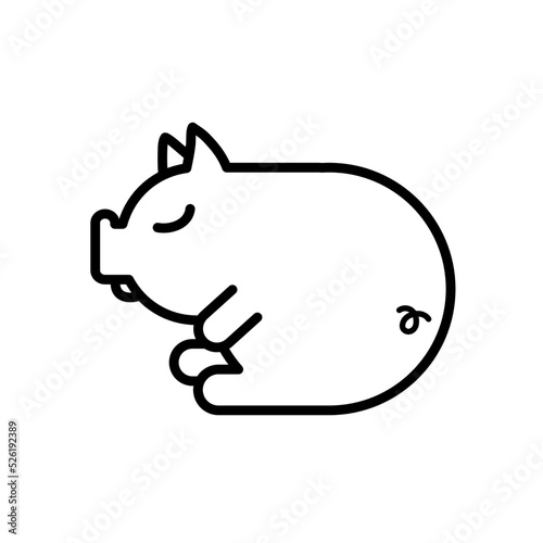 sleeping pig - vector icon