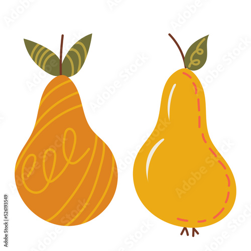 pears in doodle style, vector