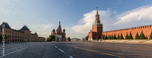 Moscow, Russia, 6 June 2022: Morning landscape around the Red Square and the Kremlin