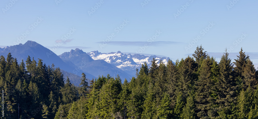 Tofino, Vancouver Island, British Columbia, Canada. View of Canadian Mountain Landscape on the West Coast of Pacific Ocean. Nature Background.