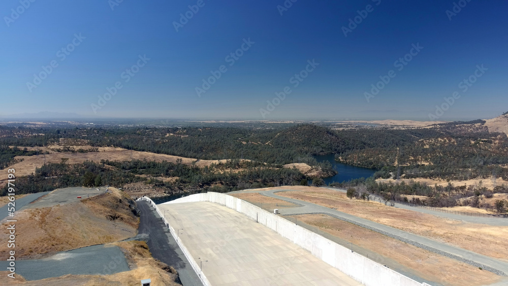 Lake Oroville Dam With Spillway