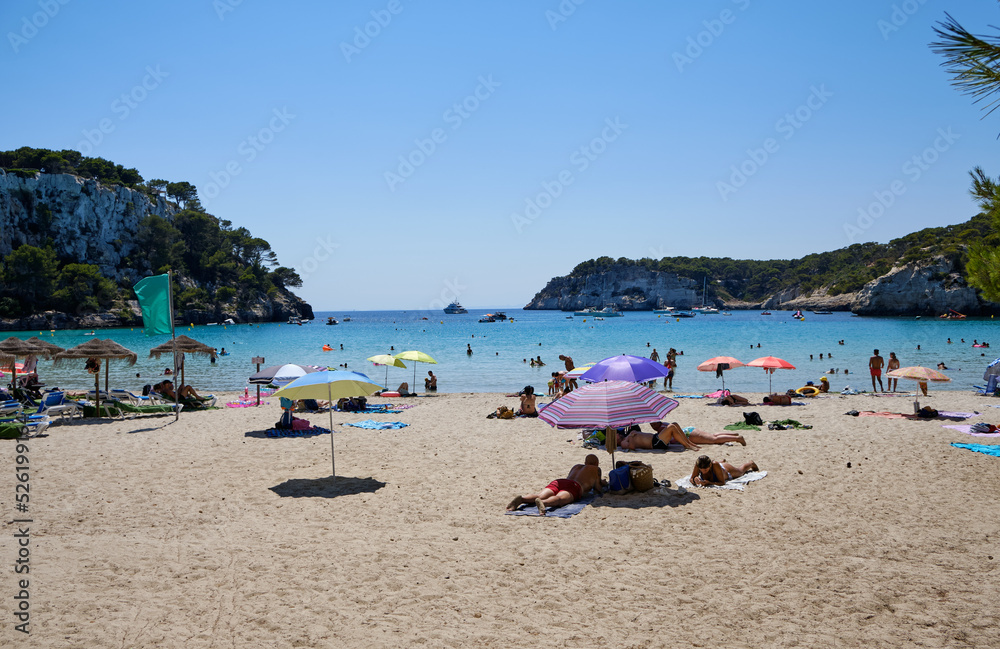 Menorca, Spain: Afternoon in Son Bou beach on a cold sunny day, Menorca, Spain Menorca, Spain: Afternoon in Son Bou beach on a cold sunny day, Menorca, Spain