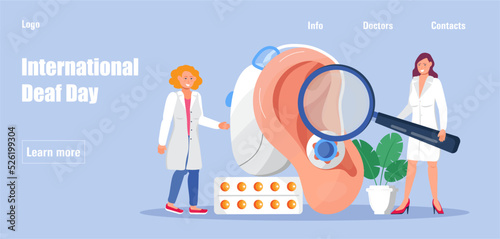 World Deaf Day in last Sunday of September concept. Rally, seminar and various deaf awareness campaign design vector for app, landing page, website.