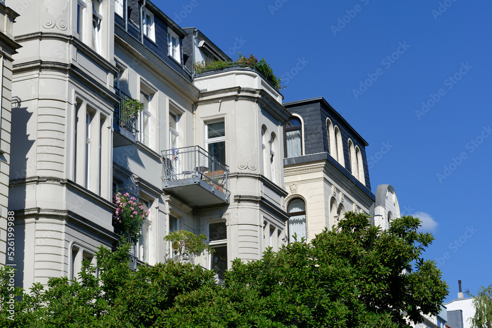 representative residential buildings in art nouveau style in cologne's belgian quarter