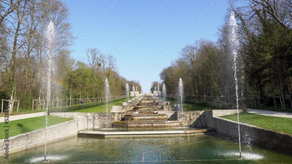 Grande Cascade in public Departemental Parc de Sceaux. Shot at early morning in March - Hauts-de-Seine, France.