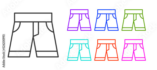 Black line Short or pants icon isolated on white background. Set icons colorful. Vector
