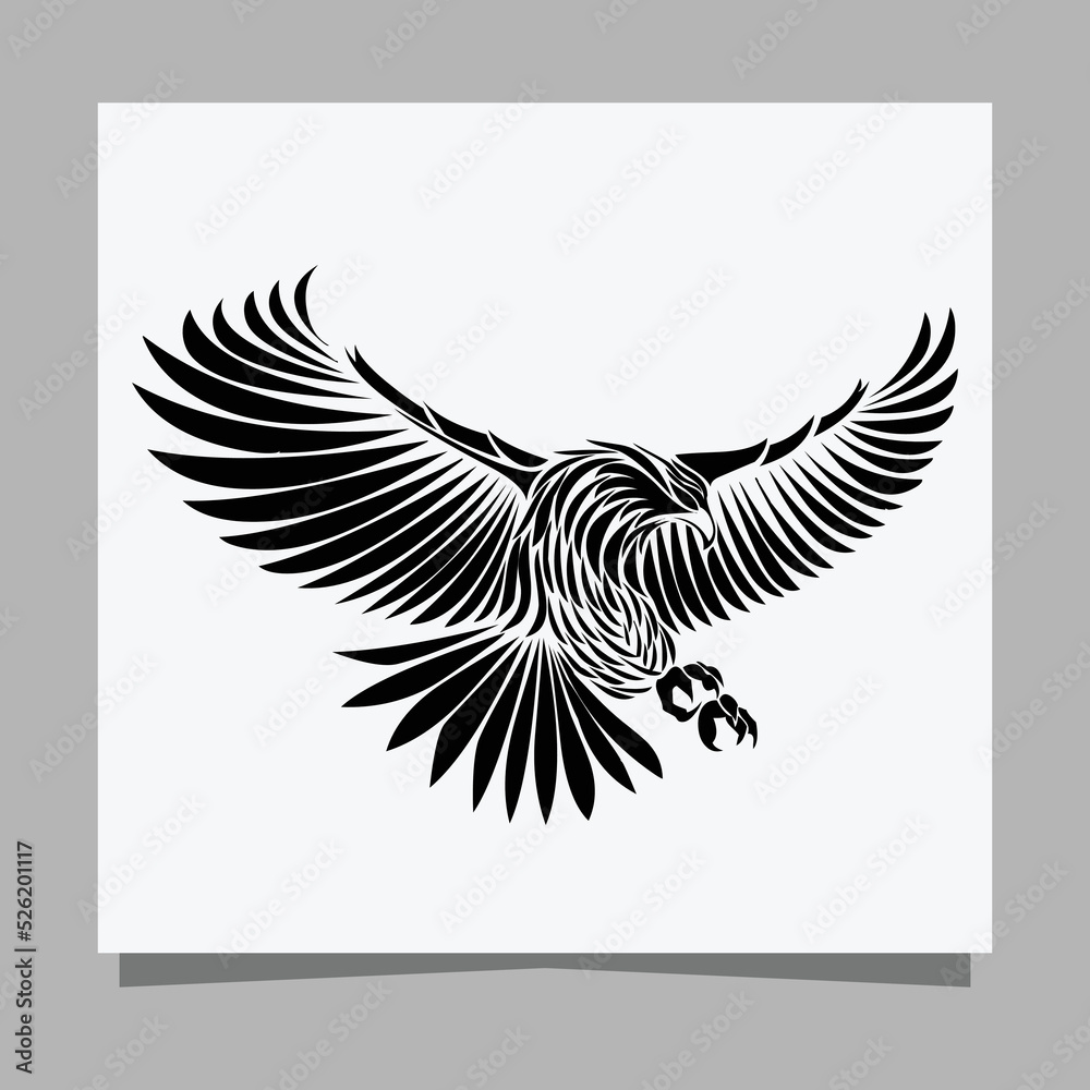 Fototapeta premium vector black eagle on white paper is perfect for logos, illustrations, banners, flyers, wallpapers