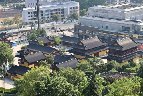 Aerial shot of the Jiming Temple in Nanjing, China photo