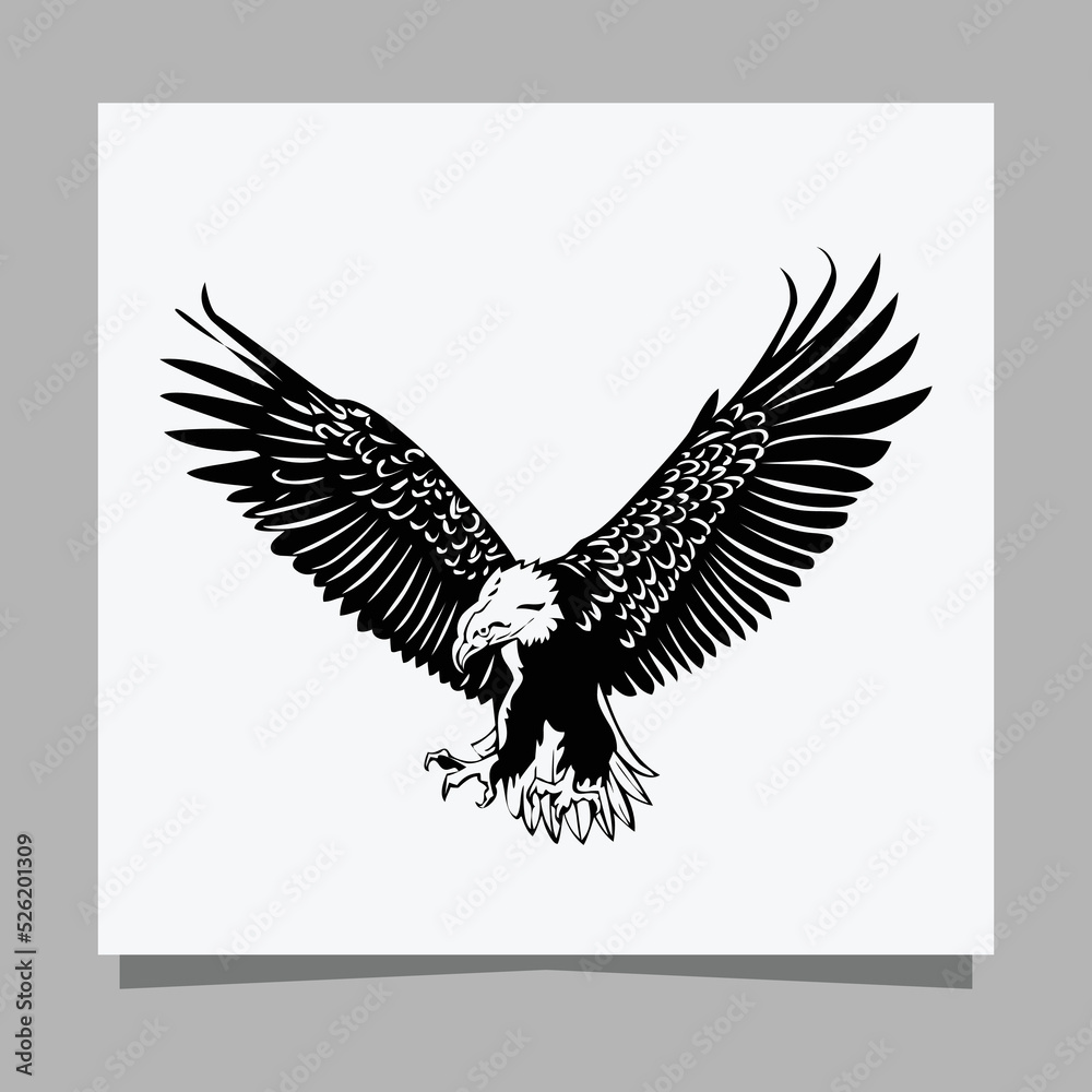 Obraz premium vector black eagle on white paper is perfect for logos, illustrations, banners, flyers, wallpapers