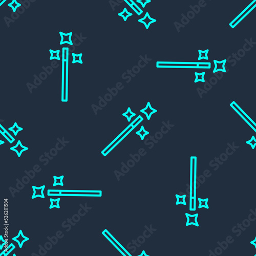 Green line Photo retouching icon isolated seamless pattern on blue background. Photographer, photography, retouch icon. Vector