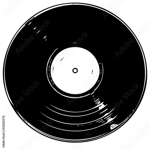 Vintage vinyl record. vector musical plate isolated on white background. Drawing of black plate