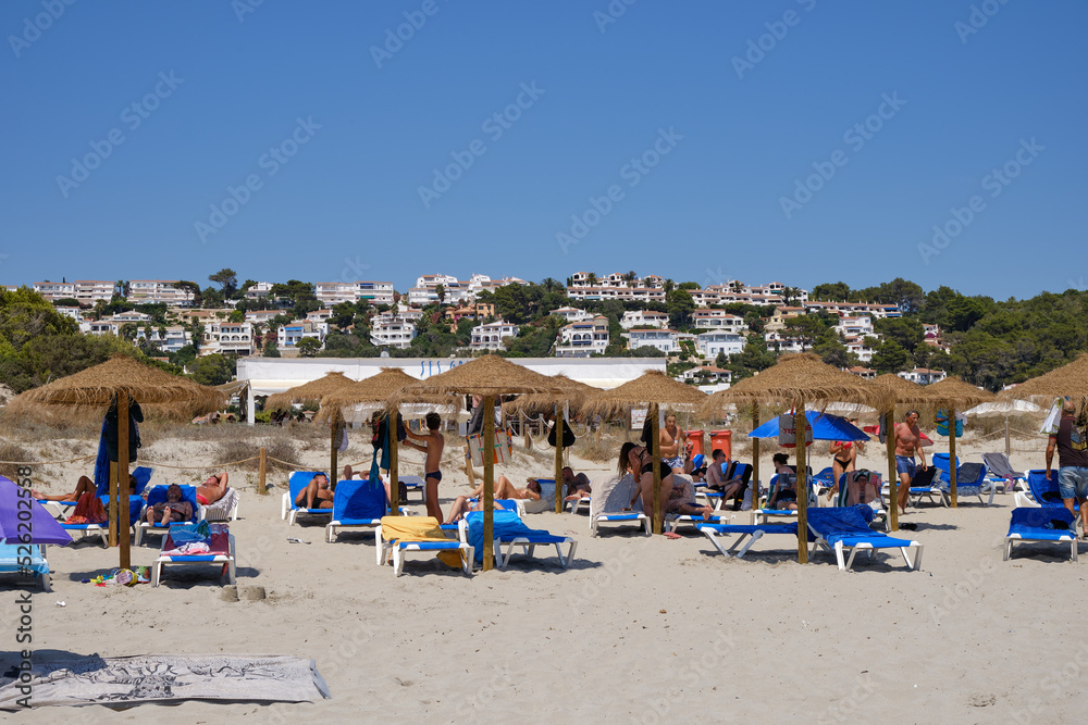 Fototapeta premium Menorca, Spain: Afternoon in Son Bou beach on a cold sunny day, Menorca, Spain
