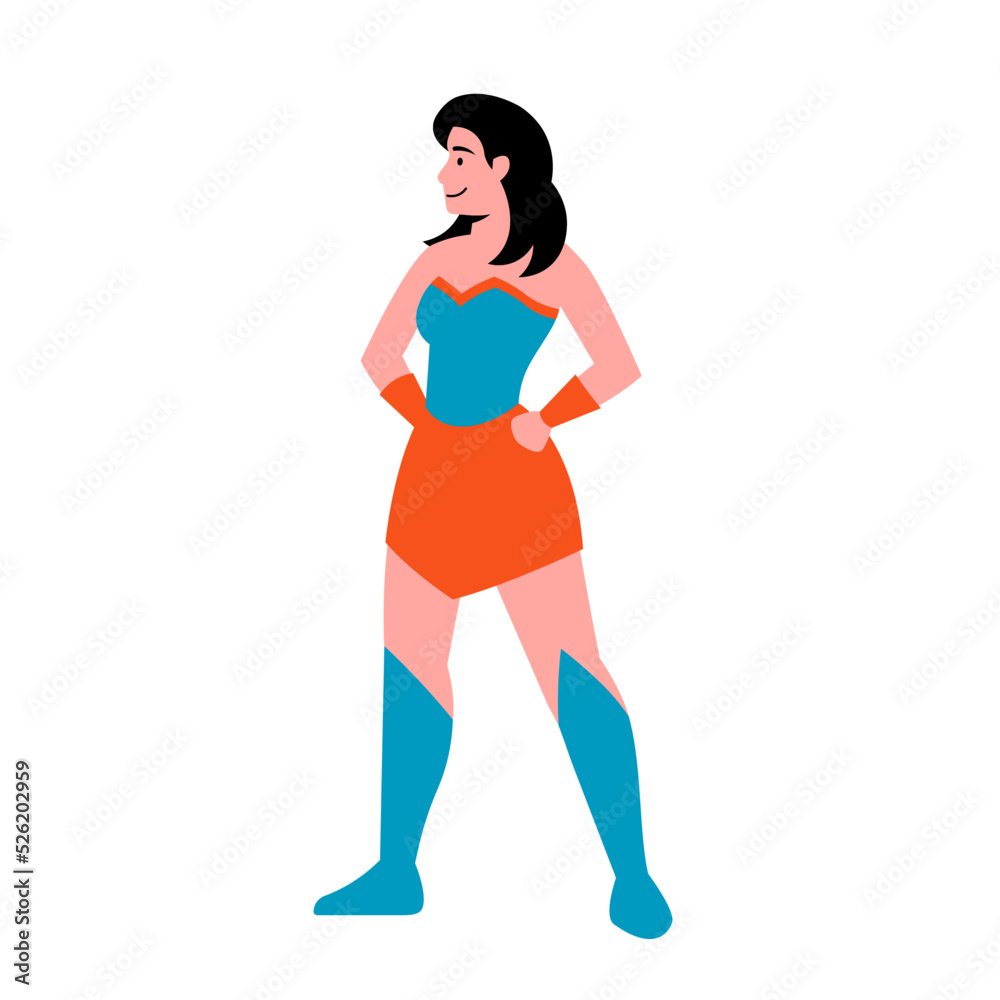 Isolated woman hero white vector illustration Isolated woman hero white vector illustration
