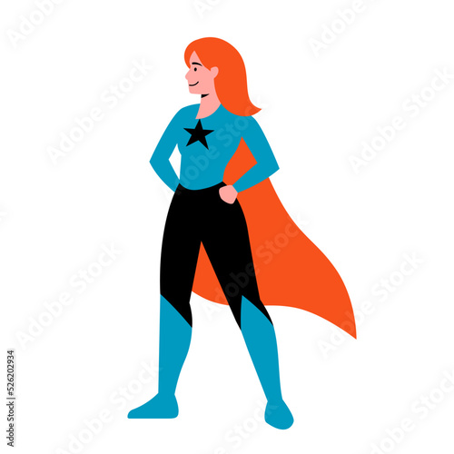 Isolated woman hero red head vector illustration