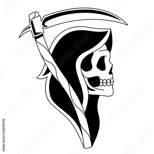 Isolated reaper tattoo Death Halloween season Vector