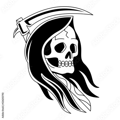 Isolated reaper tattoo Death Halloween season Vector