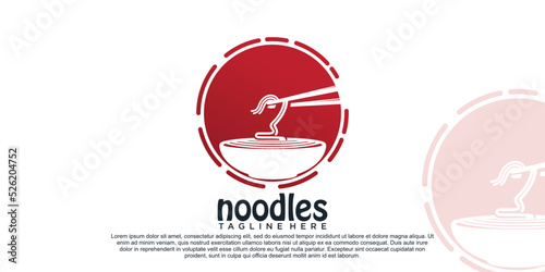 Ramen noodle logo design illustration for restaurant icon with creative element Premium Vector