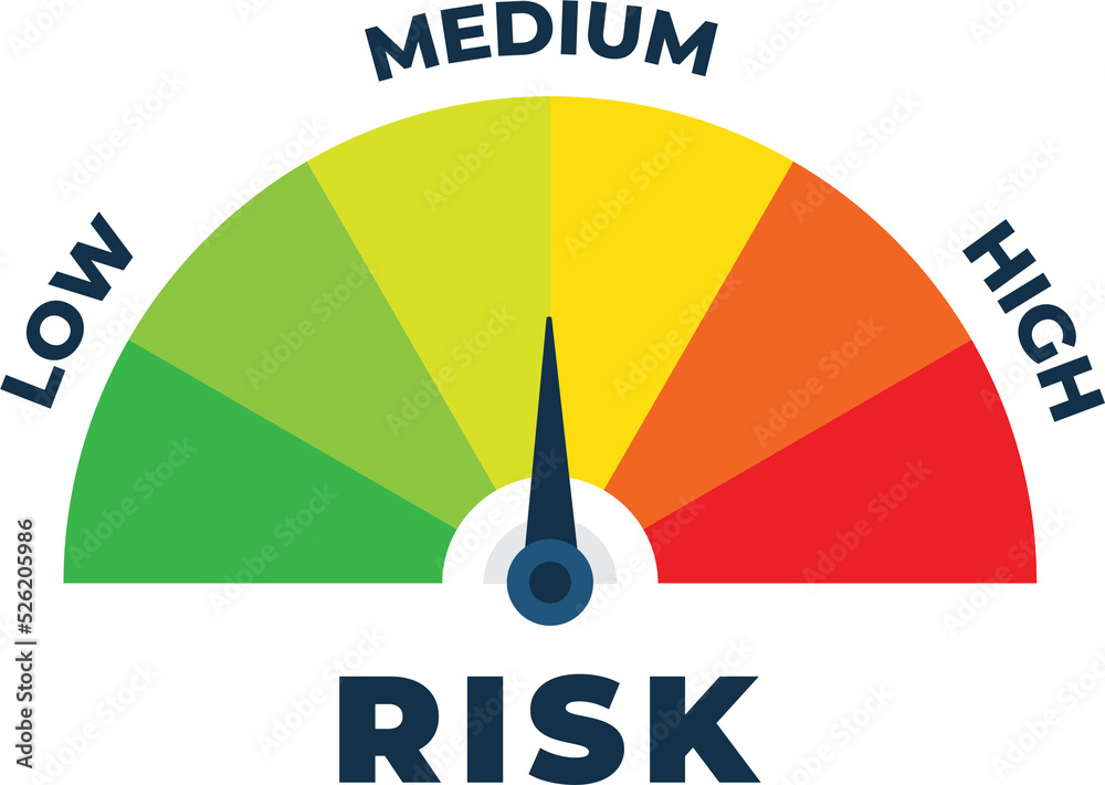 Risk icon on speedometer. Medium risk meter. Stock Illustration | Adobe ...