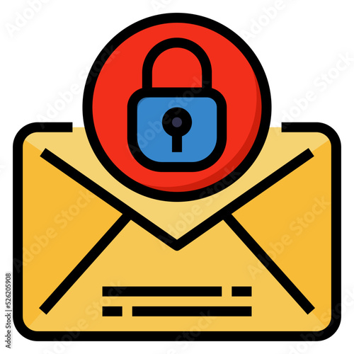 Email Lock filled line color icon. Can be used for digital product, presentation, print design and more.