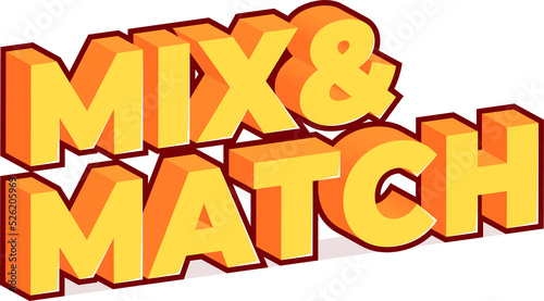 Mix and Match yellow 3d text.