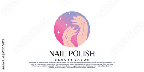 Nail polish logo design for manicure beauty salon with creative concept Premium Vector