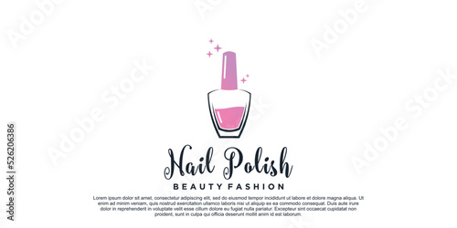 Nail polish logo design for manicure beauty salon with creative concept Premium Vector