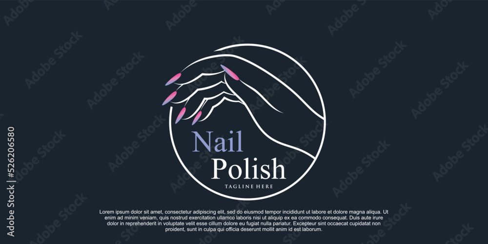 Obraz premium Nail polish icon logo design for nail salon or beauty studio with creative concept Premium Vector