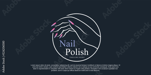 Nail polish icon logo design for nail salon or beauty studio with creative concept Premium Vector