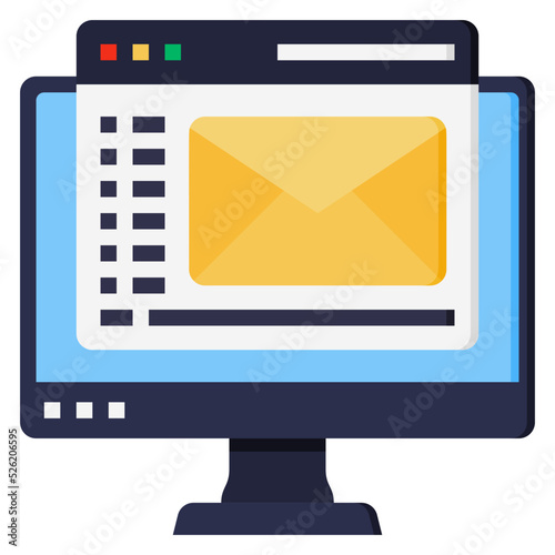Web Mail with Monitor flat icon. Can be used for digital product, presentation, print design and more.
