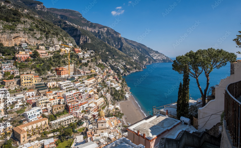 Positano, Amalfi Coast in Campania, Italy - Panoramic View