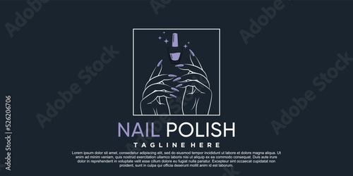 Nail polish icon logo design for nail salon or beauty studio with creative concept Premium Vector
