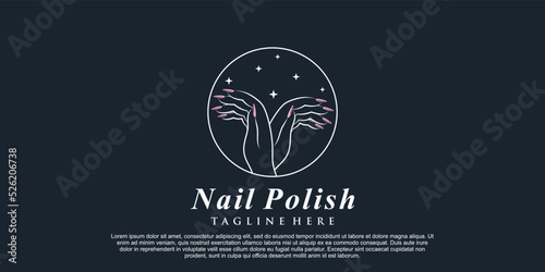 Nail polish icon logo design for nail salon or beauty studio with creative concept Premium Vector