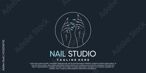 Nail studio logo design inspiration for women beauty salon with creative concept Premium Vector