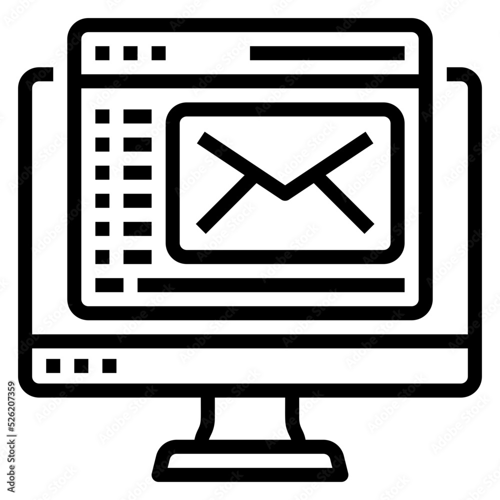 Web Mail with Monitor line icon. Can be used for digital product, presentation, print design and more. Web Mail with Monitor line icon. Can be used for digital product, presentation, print design and more.