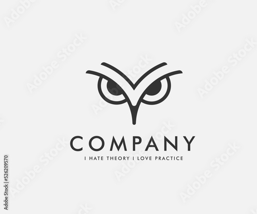 lined owl Head logo design vector