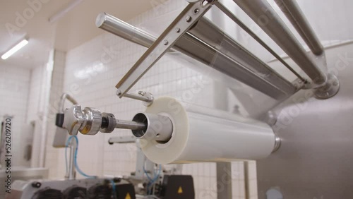 Large roll of polyethylene at industrial plant