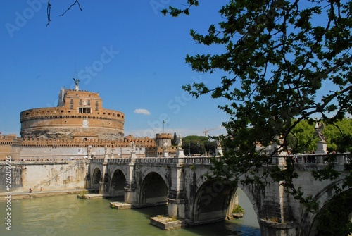 bridge over the river tiber and Angel castle, Rome, Italy