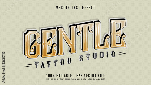 Tattoo studio 3d editable text effect font style