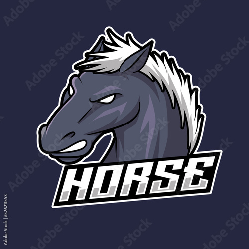 horse mascot e sport logo illustration