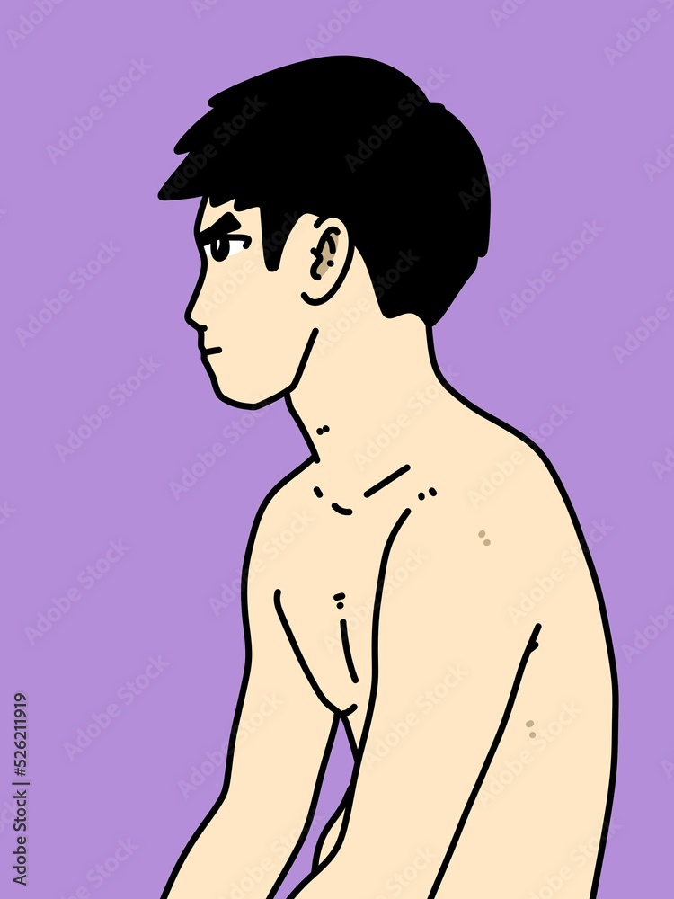 Fototapeta premium cute man cartoon on purple background