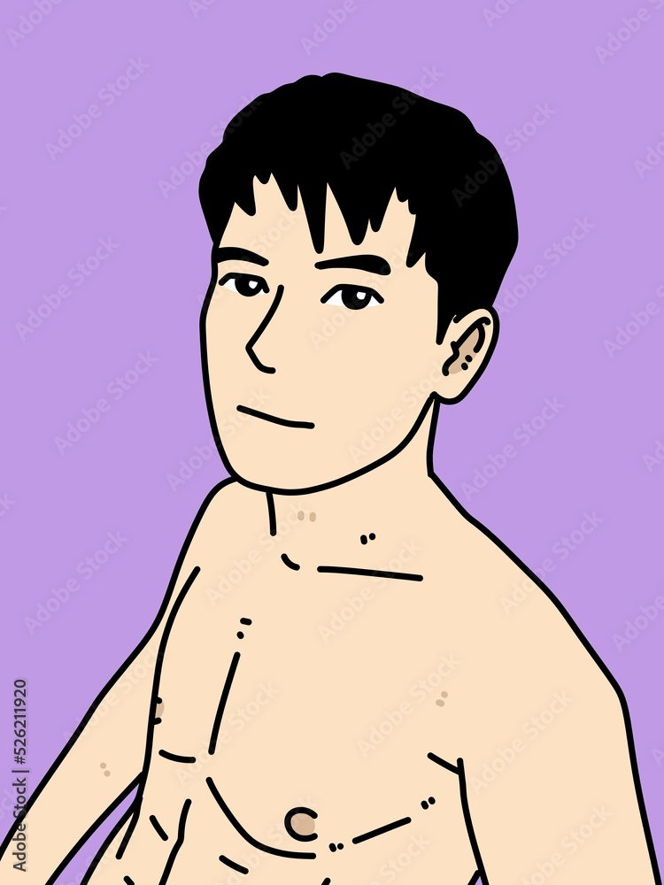 Fototapeta premium cute man cartoon on purple background