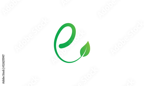 Letter E Leaf Logo Concept sign icon symbol Design Line Art Style. Leaves, Natural, Ecology Logotype. Vector illustration template