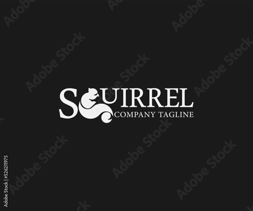 animal pictogram Squirrel logo design vector illustration