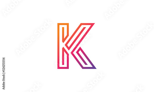 Letter K Business Logo Concept sign icon symbol Design Line Art Style. Vector illustration template