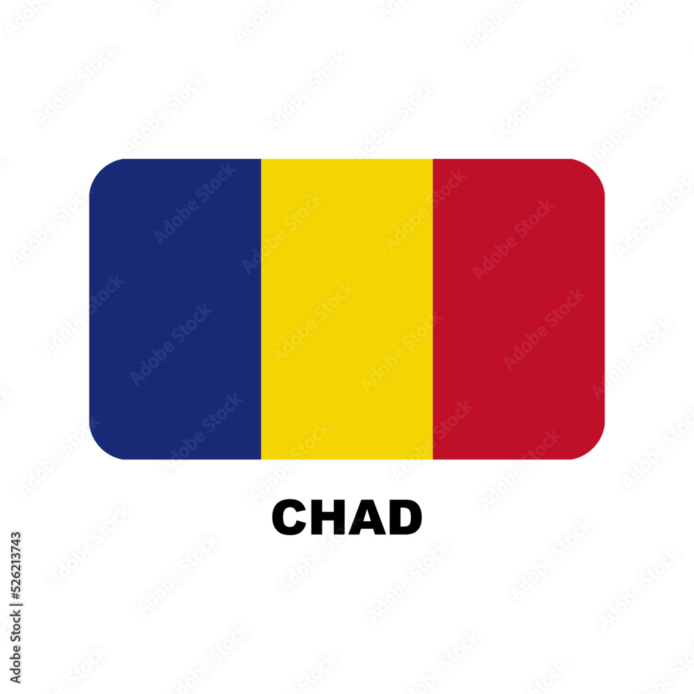 Fototapeta premium Oficial national flags of the world. Chad country. Design rectangular. Vector Isolated on a blank background which can be edited and changed colors.