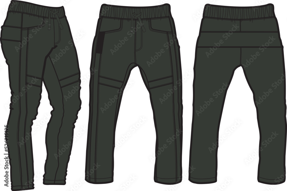 Template trousers pants, front, back and side. Colorful, vector image Template trousers pants, front, back and side. Colorful, vector image