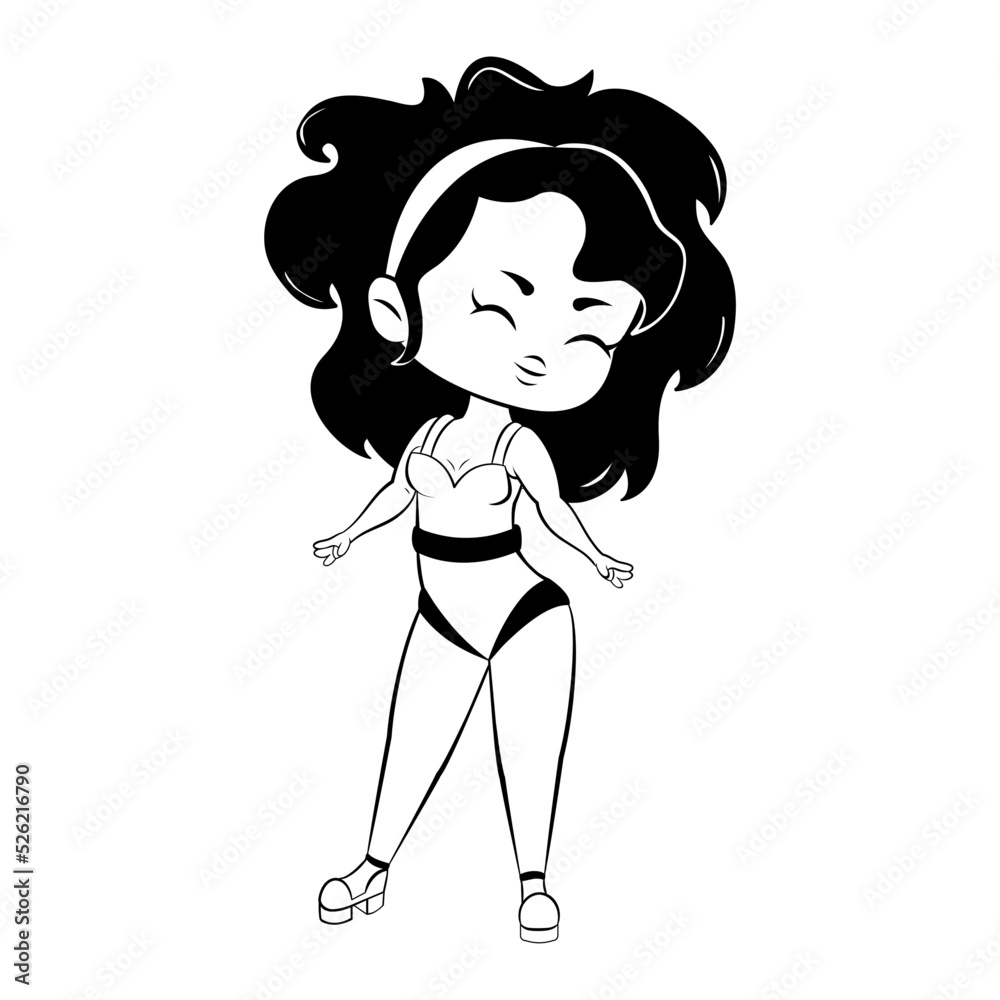 Isolated girl kawaii tatoo vector illustration Isolated girl kawaii tatoo vector illustration
