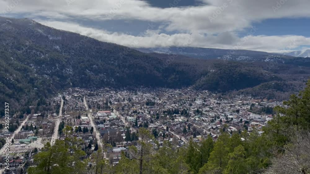 Panoramic View of San Martin de los Andes, a Patagonian City in Neuquen Province, Argentina. 4K Resolution. Panoramic View of San Martin de los Andes, a Patagonian City in Neuquen Province, Argentina. 4K Resolution.