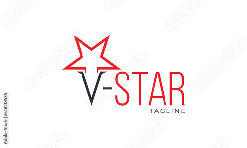 Letter V Star Logo Concept sign icon symbol Design. Vector illustration template